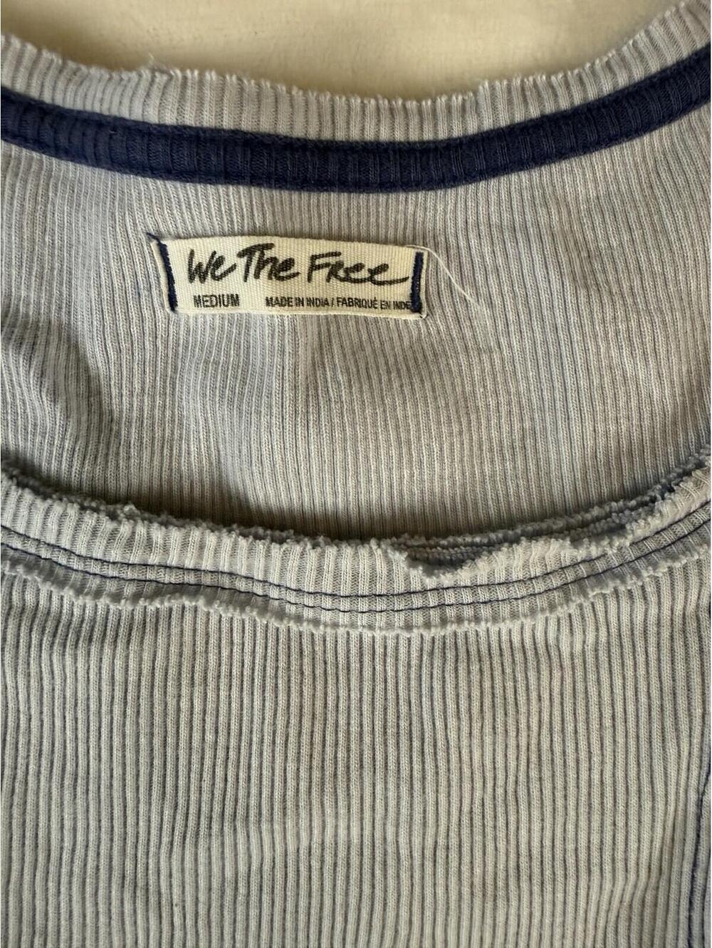 We The Free Ribbed Patchwork Tee Medium Multicolor Short‎ Sleeve - Picture 2 of 6